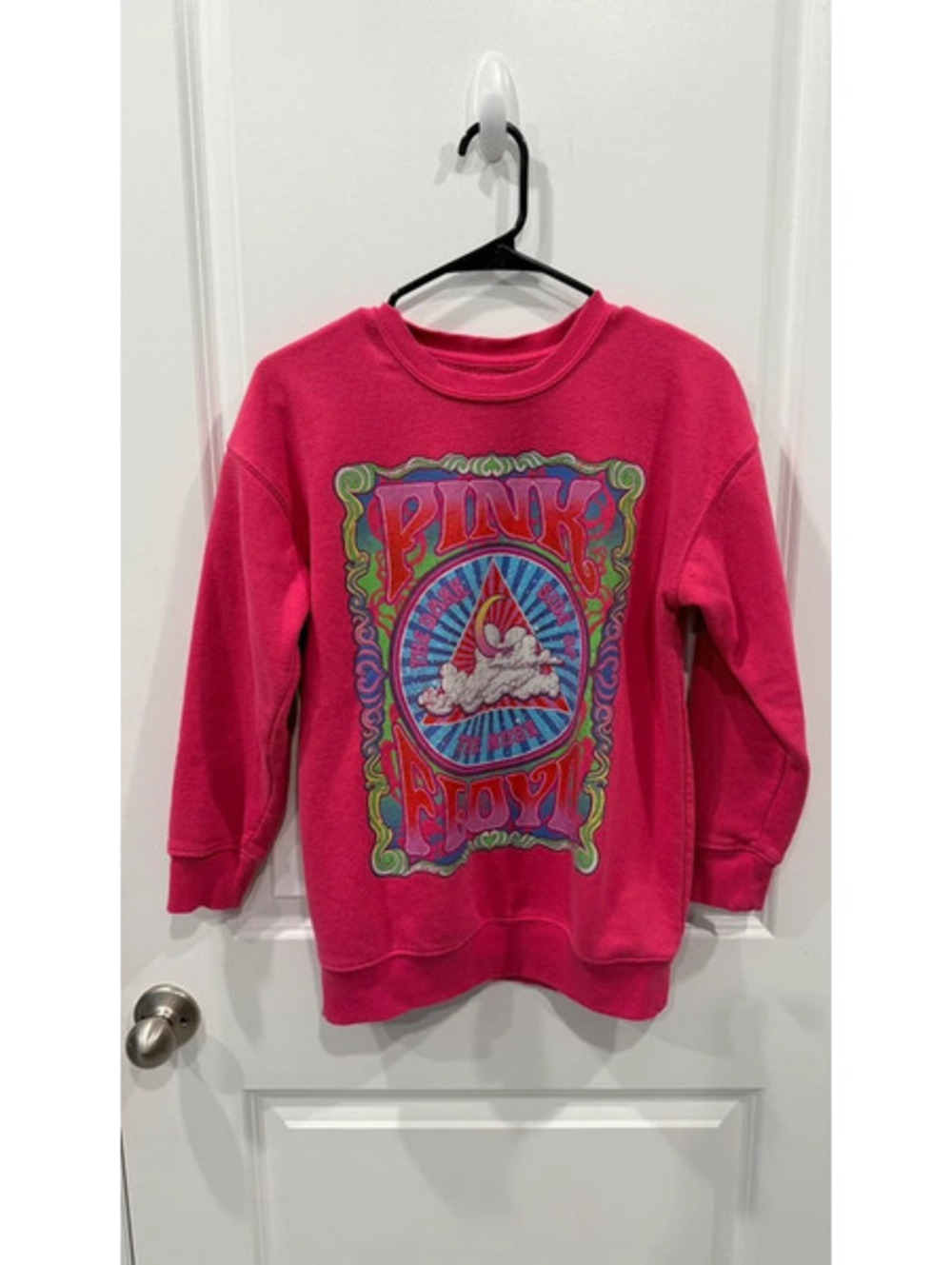 Pink Floyd Graphic Crewneck Sweatshirt, Size Large, Bright Pink